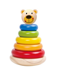 TOOKY TOY Wooden Puzzle Pyramid Teddy Bear
