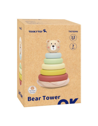 TOOKY TOY Drewniana Układanka Piramidka Miś