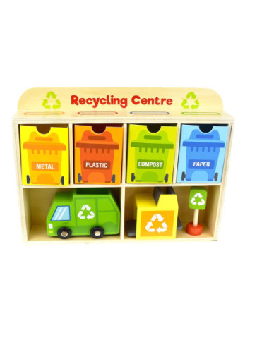 TOOKY TOY Drewniane Centrum Recyklingu Edukacyjny Sorter